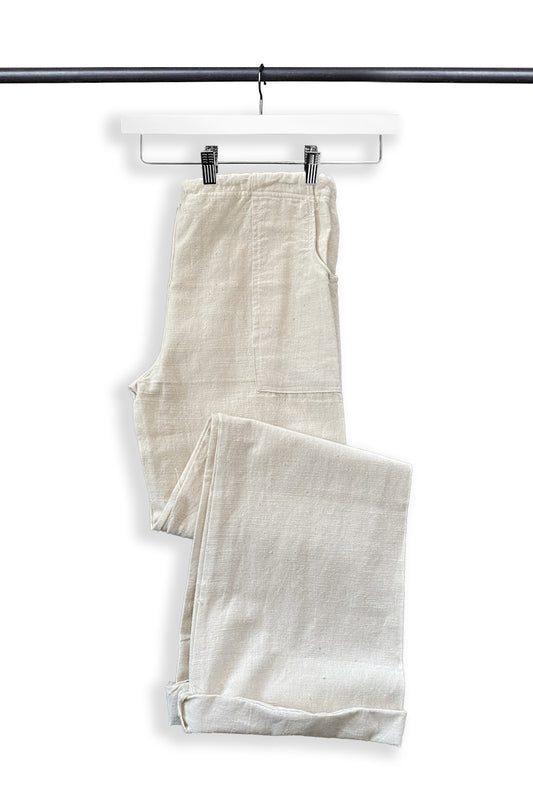 1970s Cotton Linen Drawstring Pants 33 x 33