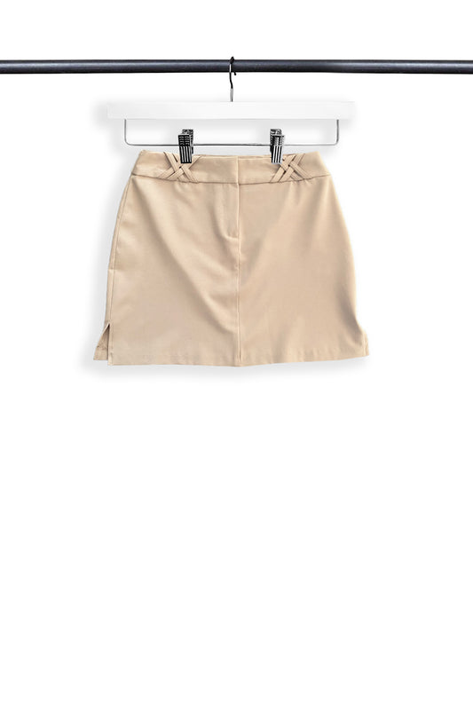 1980s Nude Colored Mini Skirt - Size 29