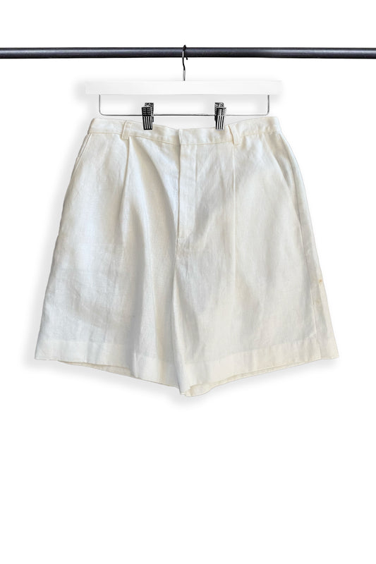1990s White Linen Bermuda Shorts - Size 28